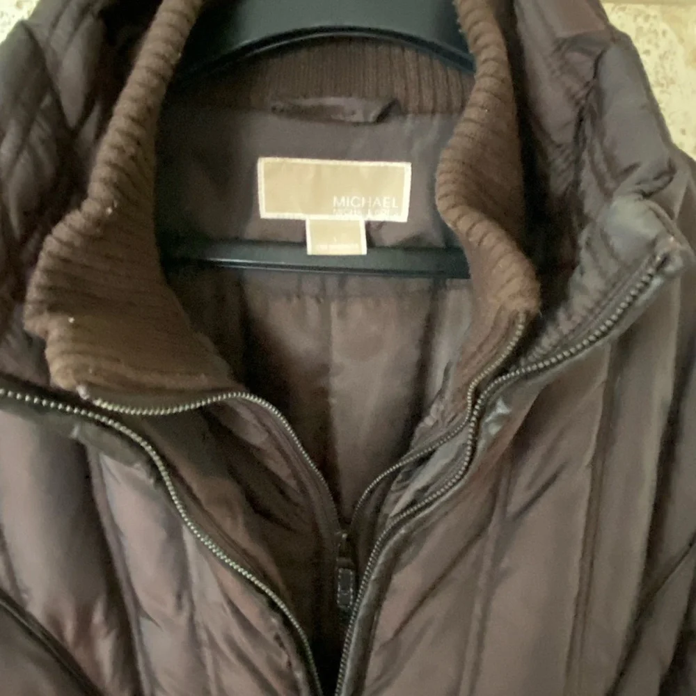 Michael Kors winter jacket brown with leather trim